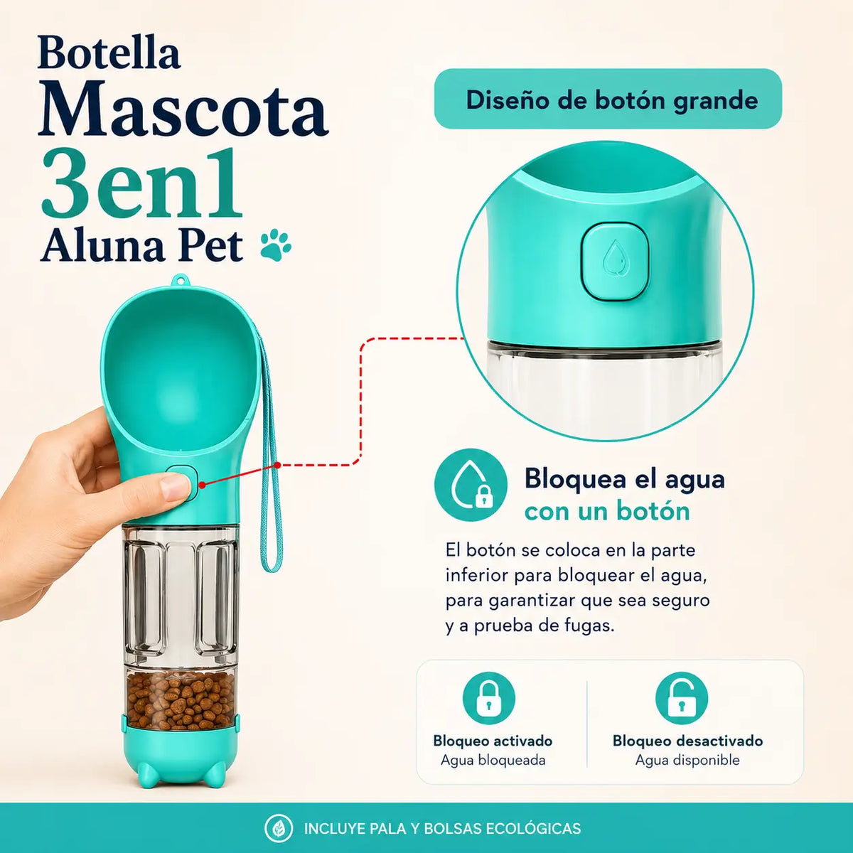 Botella Mascota 3en1 AlunaPet