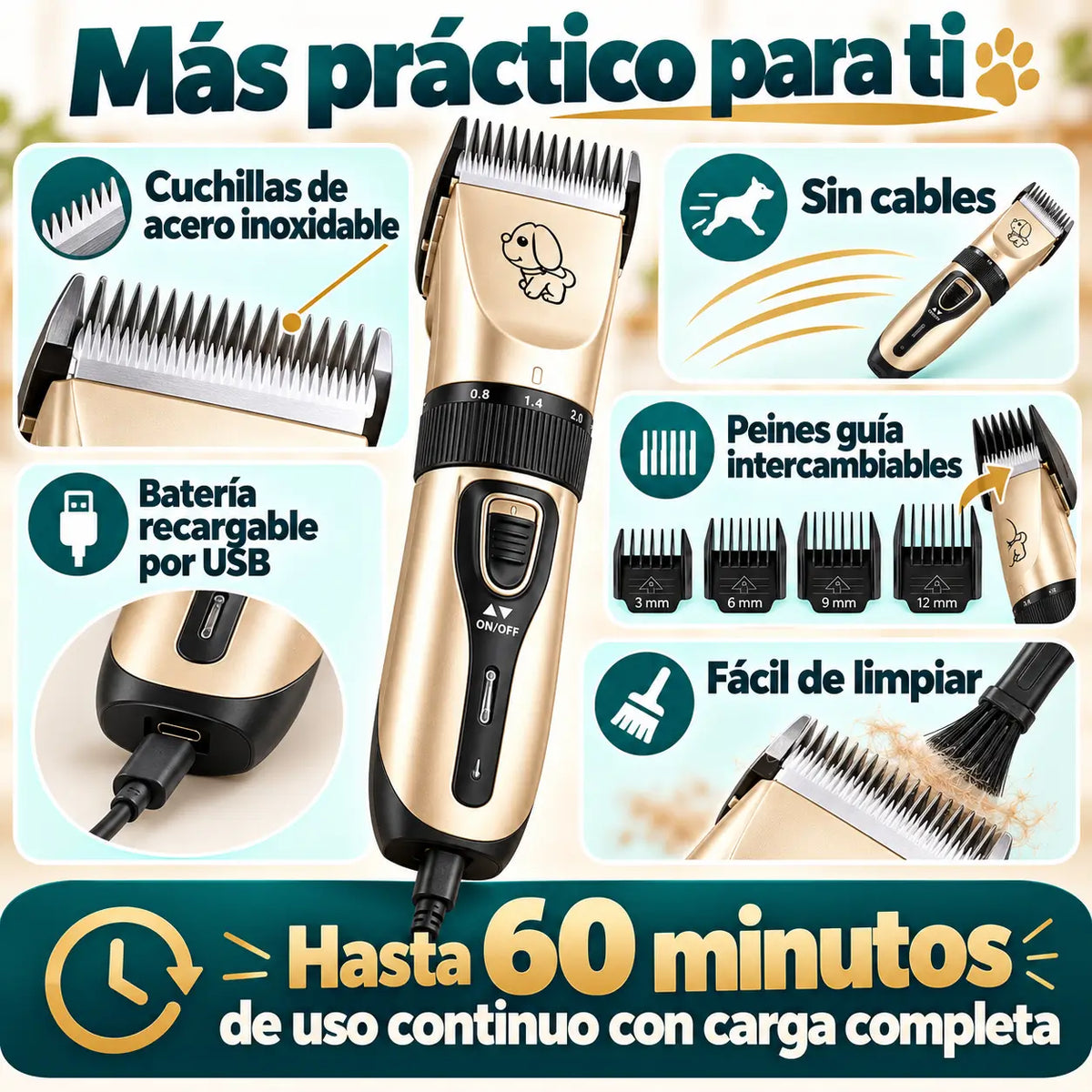 PeludoPRO Máquina cortapelo+Kit de peluqería completo 🎁