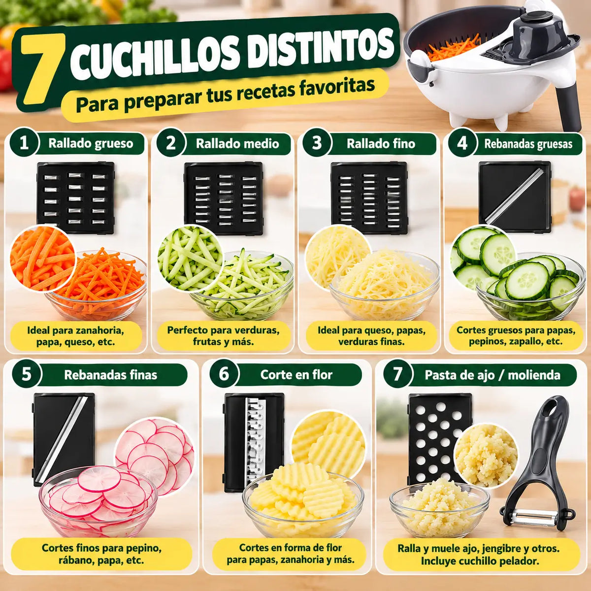 Rallamix™ Bowl Rallador de Verduras + Colador