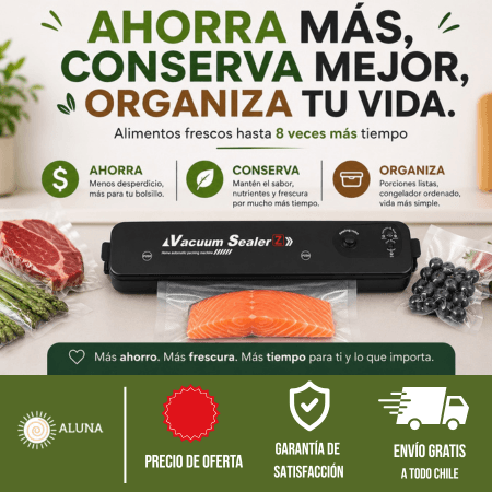 SELLADORA DE ALIMENTOS AL VACÍO + 5 BOLSAS DE REGALO 🎁