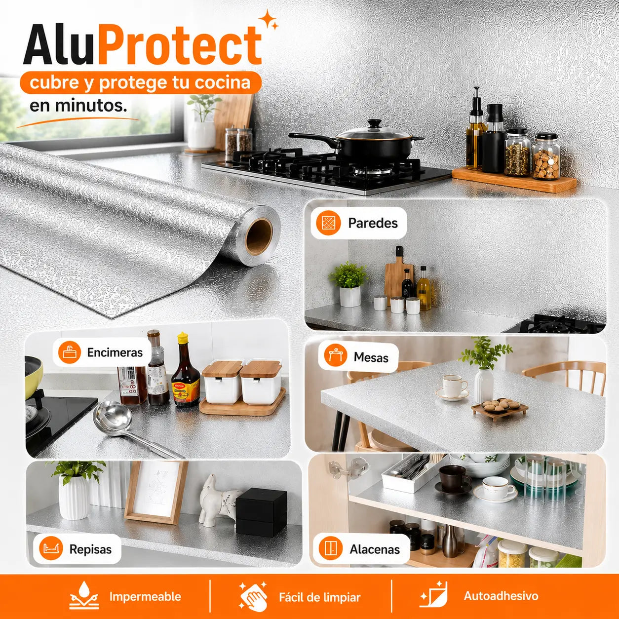 Papel aluminio adhesivo AluProtect 2x1
