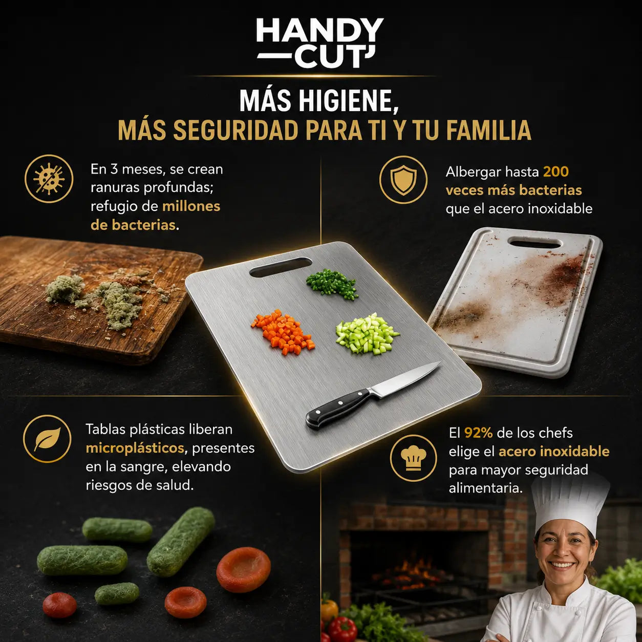 Tablas de Acero Inoxidable Handy Cut