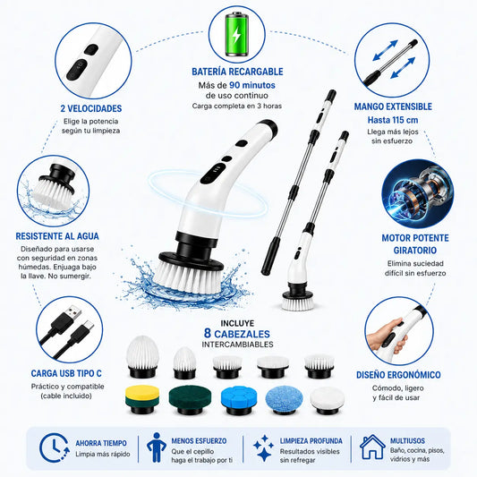 Cepillo Electrico 9en1 CleanSpin