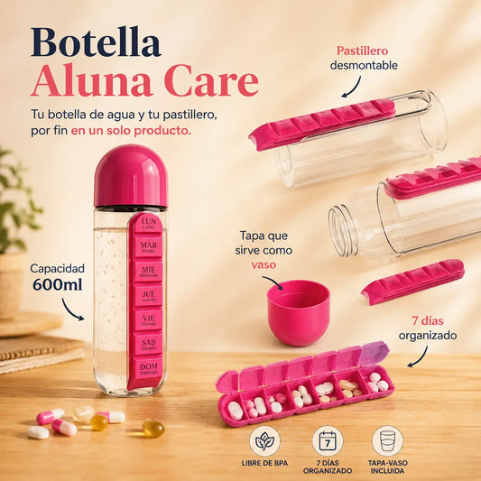 Botella con Pastillero Aluna Care 2x1