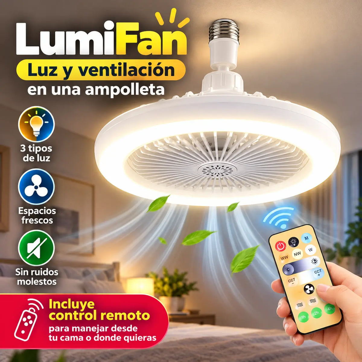 LumiFan™ Ampolleta Ventilador