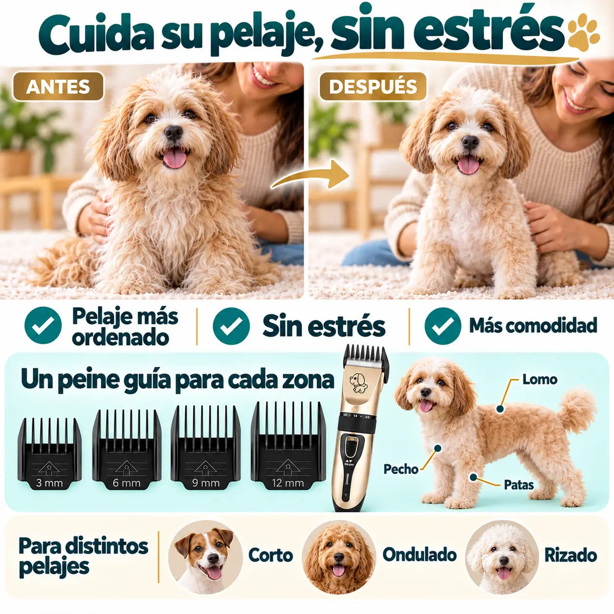 PeludoPRO Máquina cortapelo+Kit de peluqería completo 🎁