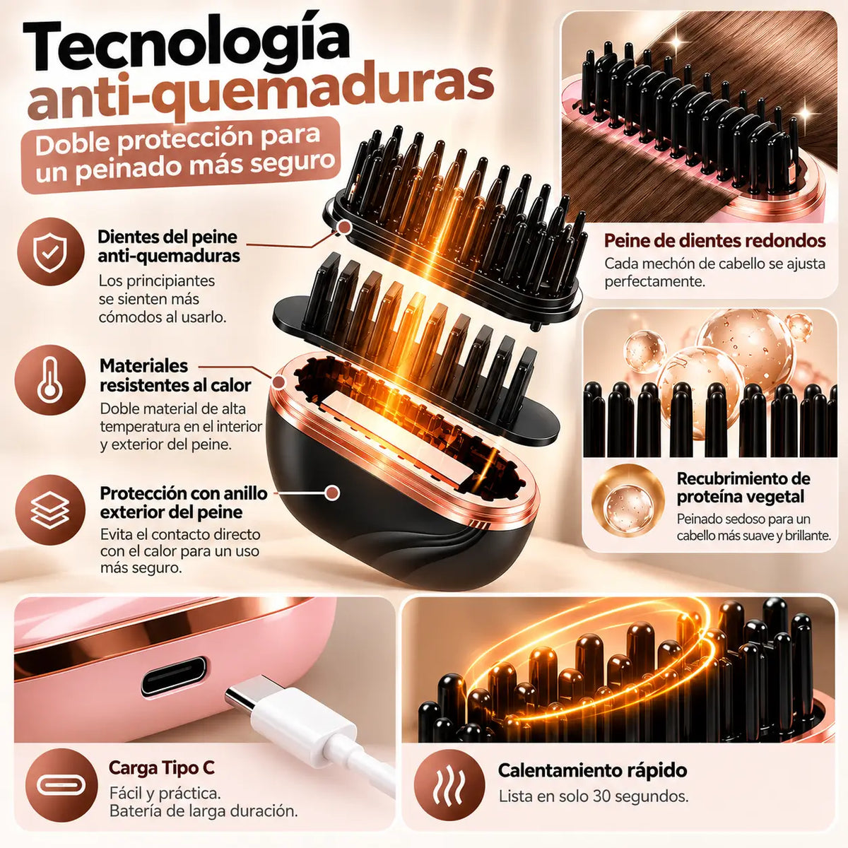 LissGO Cepillo Alisador Portátil