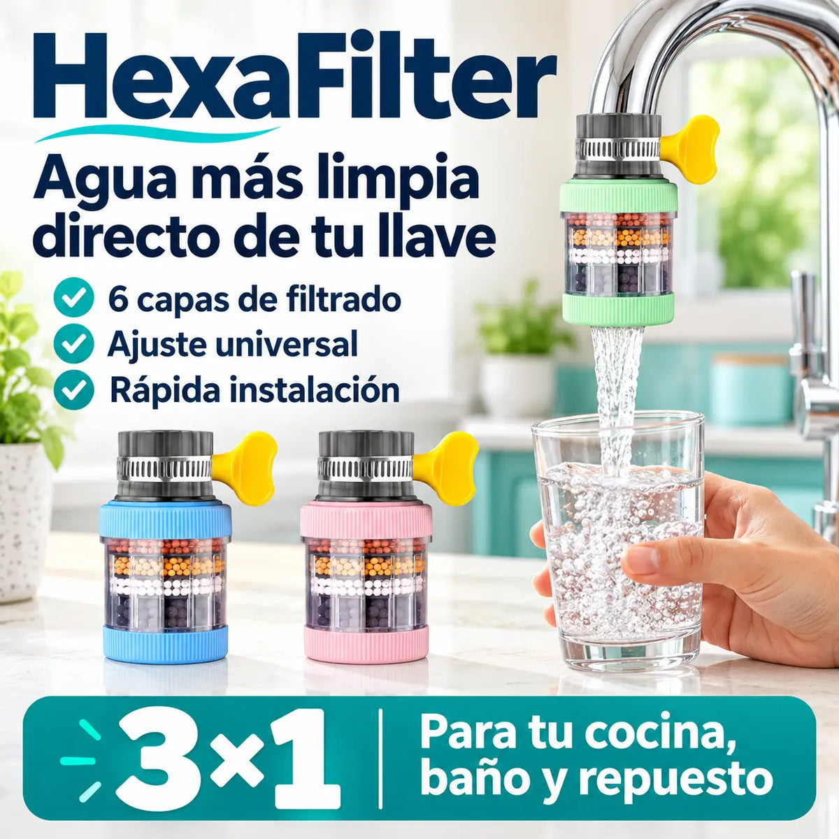 Pack Filtro Purificadora de Agua 3x1
