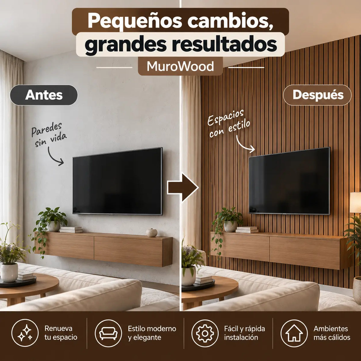 MuroWood Papel Mural Adhesivo Wall Panel