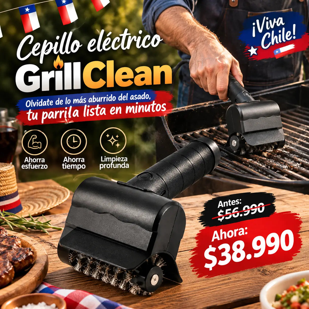 Cepillo Eléctrico Parrilla GrillClean