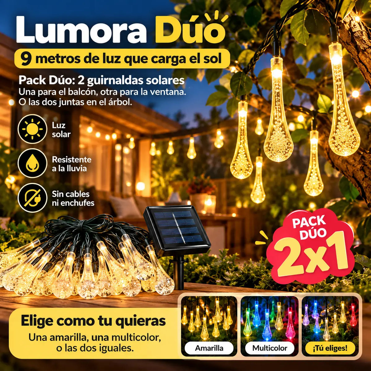 Lumora Dúo Pack 2 guirnarlas solares