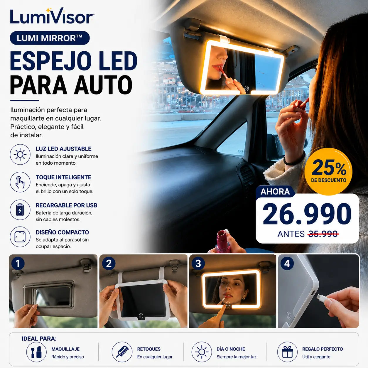 Espejo Led Auto LumiVisor